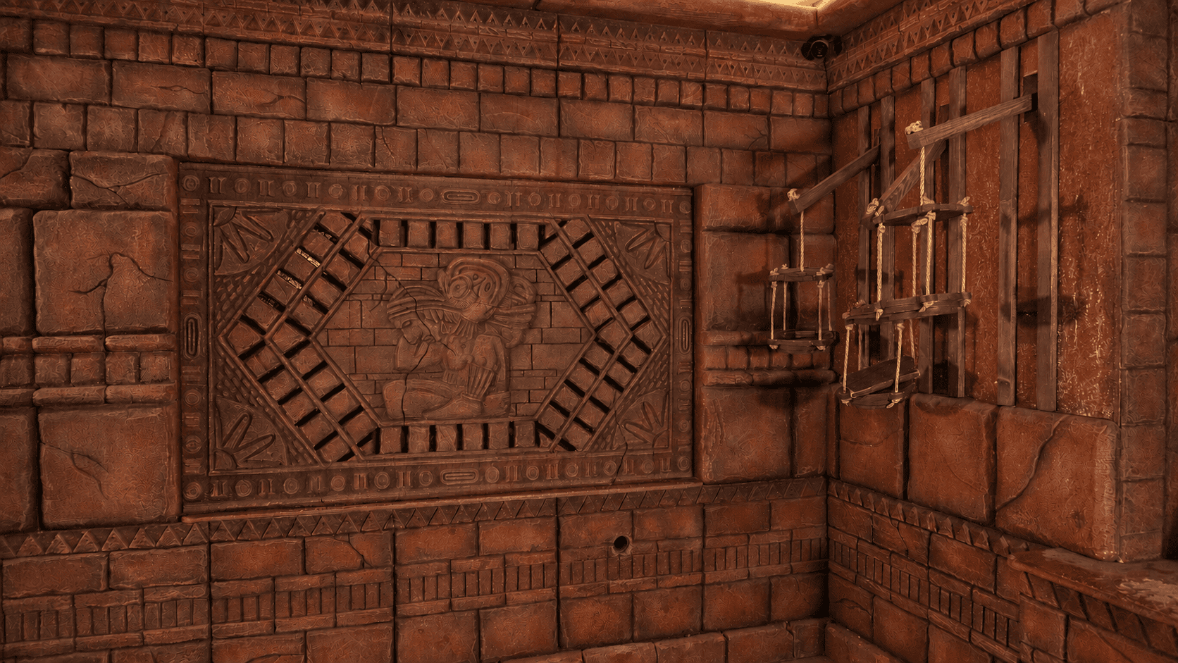 Fresque du temple de l'escape game La Légende Aztèque à Maurepas