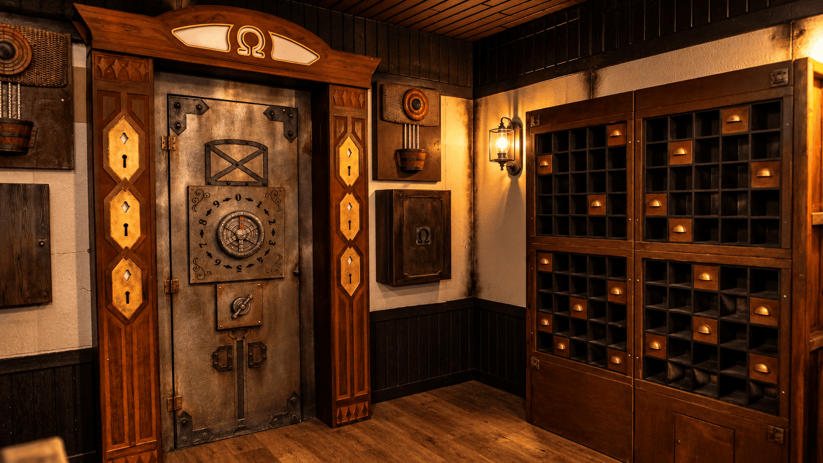 Porte du coffre de la banque de l'escape game Wanted à Maurepas