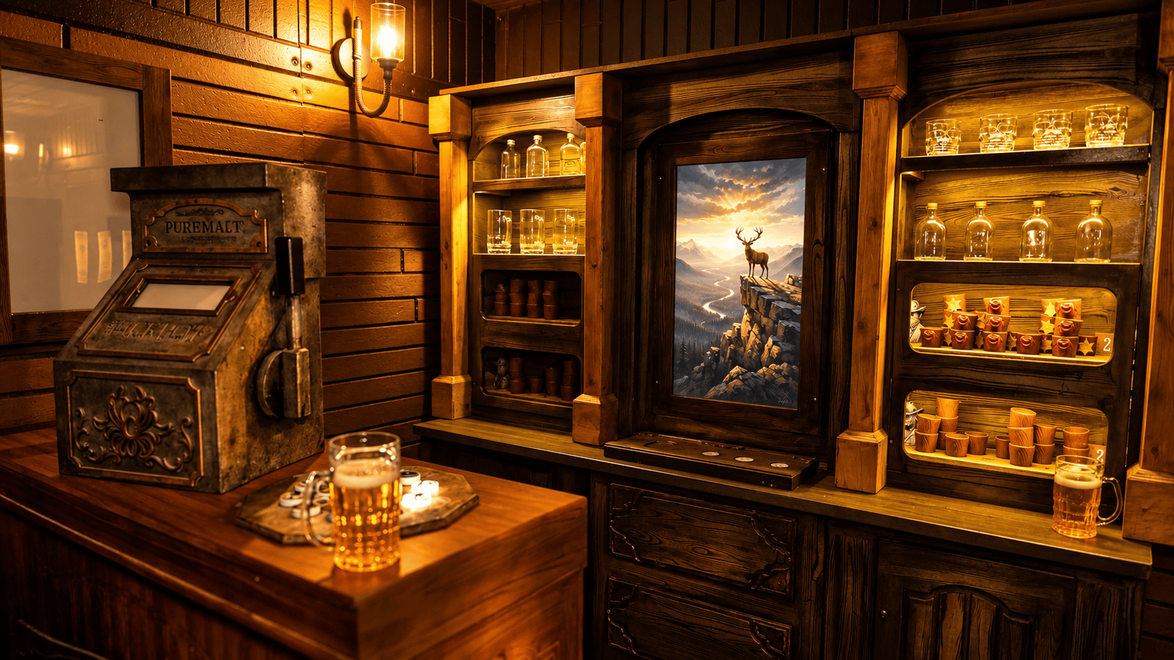 Comptoir du saloon de l'escape game Wanted à Maurepas